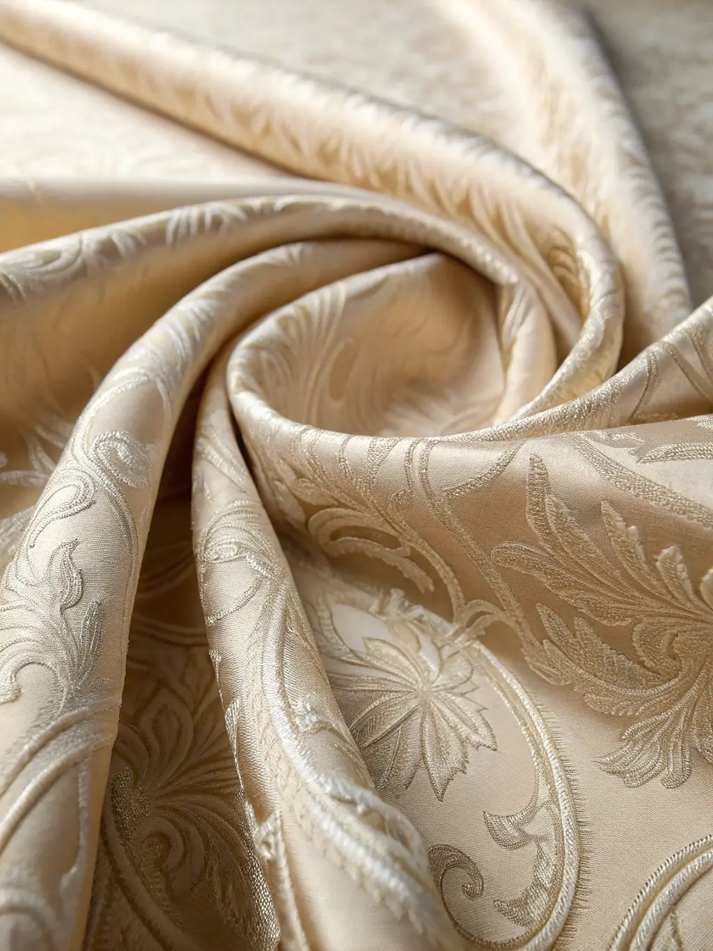 An elegantly draped curtain in a luxurious fabric, with soft, diffused light filtering through, displayed to emphasize the sophistication of Apex Global Export's curtain selection.