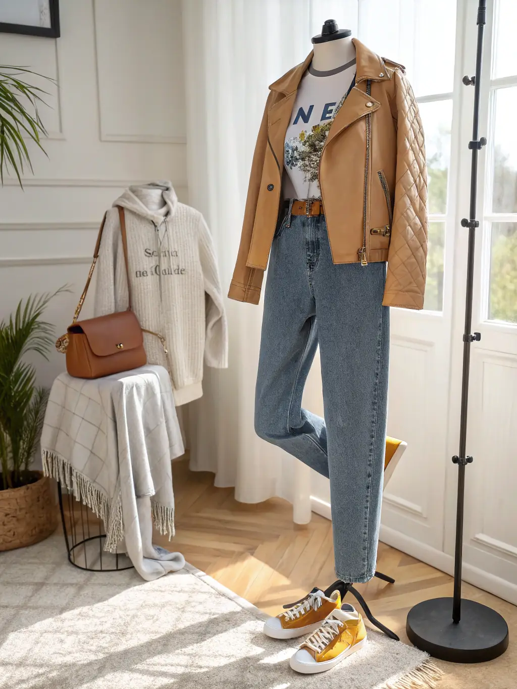 A high-resolution image showcasing a variety of colorful knitwear garments displayed on mannequins and hangers, highlighting the stylish knitwear collection of Apex Global Export.
